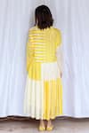 Shop_Ayaka_Yellow Viscose Button-down Neck Striped Pattern Dress With Inner _at_Aza_Fashions