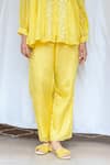 Ayaka_Yellow Viscose Tabby Plain Pull On Trouser  _Online_at_Aza_Fashions