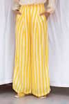 Ayaka_Yellow Viscose Tabby Striped High Waist Trouser  _Online_at_Aza_Fashions