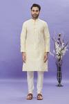 Arihant Rai Sinha Cream Jacquard, Silk, Brocade Embroidery Geometric Pattern Kurta Online at Aza Fashions Arihant Rai Sinha_Cream Jacquard, Silk, Brocade Embroidery Geometric Pattern Kurta_Online_at_Aza_Fashions