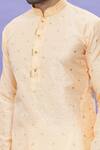 Buy_Arihant Rai Sinha_Peach Jacquard, Silk Embroidery Geometric Pattern Kurta _Online_at_Aza_Fashions