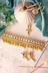 Shop_Ishhaara_Gold Plated Pearls, Diamonds Embellished Choker Set _at_Aza_Fashions