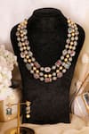 Shop_Ishhaara_Gold Plated Shell Pearls Layered Victorian Necklace Set _at_Aza_Fashions