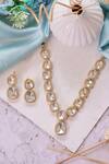 Shop Ishhaara Gold Plated Diamonds, Stones Polki Embellished Necklace Set at Aza Fashions Shop_Ishhaara_Gold Plated Diamonds, Stones Polki Embellished Necklace Set _at_Aza_Fashions