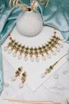 Shop Ishhaara Gold Plated Pearls Drop Choker Set at Aza Fashions Shop_Ishhaara_Gold Plated Pearls Drop Choker Set _at_Aza_Fashions