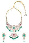 Shop_Ivorine_Gold Plated Embellished Polki Necklace Set _at_Aza_Fashions