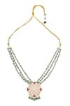 Shop_Ivorine_Gold Plated Embellished Ruby Pendant Layered Necklace _at_Aza_Fashions