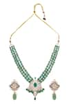 Shop_Ivorine_Gold Plated Embellished Polki Pendant Necklace Set _at_Aza_Fashions