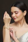 Buy_Ivorine_Gold Plated Embellished Polki Bracelet _at_Aza_Fashions
