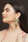 Buy_Ivorine_Gold Plated Diamonds, Pearls Stone Embellished Jhumkas _at_Aza_Fashions