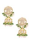 Shop_Ivorine_Gold Plated Diamonds, Pearls Stone Embellished Jhumkas _at_Aza_Fashions