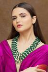 Buy_Saga Jewels_Green Pearl And Beads Layered Necklace_at_Aza_Fashions
