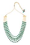 Shop_Saga Jewels_Green Pearl And Beads Layered Necklace_at_Aza_Fashions