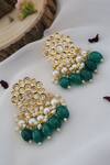 Shop_Paisley Pop_Gold Plated Kundan And Stone Green Danglers & Drops _at_Aza_Fashions