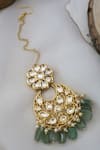 Shop_Paisley Pop_Gold Plated Kundan Green Maangtikka _at_Aza_Fashions