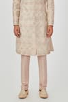 Buy_Aisha Rao_Ivory Sherwani Raw Silk Embroidered Applique Zohar Set  _Online_at_Aza_Fashions