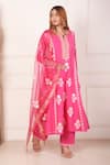 Buy_Abbaran_Pink Anarkali Chanderi Block Print Floral Notched Palazzo Set _Online_at_Aza_Fashions