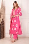 Shop_Abbaran_Pink Anarkali Chanderi Block Print Floral Notched Palazzo Set _Online_at_Aza_Fashions