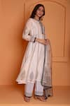 Abbaran_Ivory Anarkali Chanderi Block Print Floral Notched Geometric Palazzo Set _at_Aza_Fashions