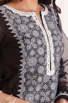 Abbaran_Black Chanderi, Cotton, Organza Embroidery, Block Print Panel Kurta Palazzo Set _at_Aza_Fashions