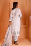 Abbaran_Ivory Kurta Chanderi Block Print Floral Notched Palazzo Set _Online_at_Aza_Fashions