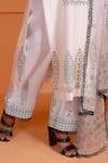 Abbaran_Ivory Kurta Chanderi Block Print Floral Notched Palazzo Set _at_Aza_Fashions