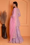 Abbaran_Purple Cotton Silk Embroidered Floral Round Dori Kurta Gharara Set _Online_at_Aza_Fashions