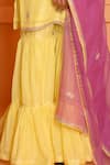 Buy_Abbaran_Yellow Cotton Silk Embroidered Floral Round Dori Kurta Gharara Set _Online_at_Aza_Fashions