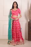 Buy_Abbaran_Pink Lehenga And Blouse Cotton Silk Embroidered Dori Round Hand Work Choli Set _at_Aza_Fashions