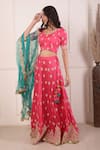 Shop_Abbaran_Pink Lehenga And Blouse Cotton Silk Embroidered Dori Round Hand Work Choli Set _Online_at_Aza_Fashions