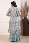 Shop_Abbaran_Blue Cotton Silk Printed Digital Asymmetric And Gharara Set _at_Aza_Fashions