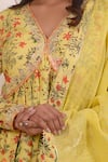 Abbaran_Yellow Anarkali And Palazzo Cotton Silk Printed Digital Floral Set _at_Aza_Fashions