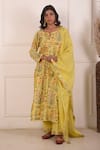 Buy_Abbaran_Yellow Kurta And Palazzo Cotton Silk Printed Digital Floral Straight Set _at_Aza_Fashions