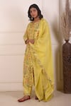 Abbaran_Yellow Kurta And Palazzo Cotton Silk Printed Digital Floral Straight Set _Online_at_Aza_Fashions