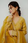 Wabi Sabi By Anshum-Ritesh Yellow Chanderi Embroidery Asymmetric Surajmukhi Hand Anarkali Sharara Set Online at Aza Fashions Wabi Sabi By Anshum-Ritesh_Yellow Chanderi Embroidery Asymmetric Surajmukhi Hand Anarkali Sharara Set _Online_at_Aza_Fashions