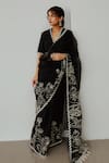Buy Wabi Sabi By Anshum-Ritesh Black Organza Tassels, Embroidery V-neck Lotus Pond Saree With Blouse at Aza Fashions Buy_Wabi Sabi By Anshum-Ritesh_Black Organza Tassels, Embroidery V-neck Lotus Pond Saree With Blouse _at_Aza_Fashions