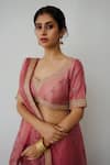 Wabi Sabi By Anshum-Ritesh Pink Organza Embroidery Sada Bahar Hand Saree With Blouse Online at Aza Fashions Wabi Sabi By Anshum-Ritesh_Pink Organza Embroidery Sada Bahar Hand Saree With Blouse _Online_at_Aza_Fashions
