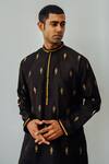 Shop Wabi Sabi By Anshum-Ritesh Black Chanderi Embroidery Anchovy Woven Kurta Set at Aza Fashions Shop_Wabi Sabi By Anshum-Ritesh_Black Chanderi Embroidery Anchovy Woven Kurta Set _at_Aza_Fashions