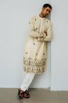 Wabi Sabi By Anshum-Ritesh Beige Chanderi Embroidery Buzz Me Kurta Set Online at Aza Fashions Wabi Sabi By Anshum-Ritesh_Beige Chanderi Embroidery Buzz Me Kurta Set _Online_at_Aza_Fashions