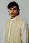 Wabi Sabi By Anshum-Ritesh_Green Chanderi Embroidery Passion Paisley Hand Kurta And Pant Set _Online_at_Aza_Fashions