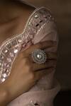 Buy_Paisley Pop_Silver Plated Cubic Zirconia And Shell Pearls Ring_at_Aza_Fashions