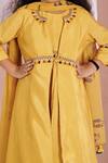 Buy_Vivedkids_Yellow Crepe Tassels Parrot Print Jacket Anarkali Set _Online_at_Aza_Fashions