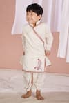 Shop_Vivedkids_White Linen Embroidered Krishna Kurta And Dhoti Pant Set _Online_at_Aza_Fashions