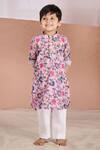 Buy_Vivedkids_Purple Cotton Kalamkari Kurta Pyjama Set _at_Aza_Fashions