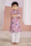 Shop_Vivedkids_Purple Cotton Kalamkari Kurta Pyjama Set _at_Aza_Fashions