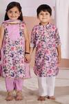 Shop_Vivedkids_Purple Cotton Kalamkari Kurta Pyjama Set _Online_at_Aza_Fashions