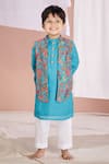 Buy_Vivedkids_Blue Cotton Embroidery Kalamkari Bundi Pant Set _at_Aza_Fashions