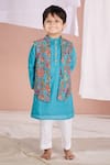 Shop_Vivedkids_Blue Cotton Embroidery Kalamkari Bundi Pant Set _at_Aza_Fashions