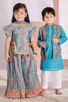 Buy_Vivedkids_Blue Cotton Embroidery Kalamkari Bundi Pant Set 