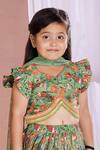 Buy_Vivedkids_Green Linen Embroidery Fish Kalamkari Lehenga Set _Online_at_Aza_Fashions